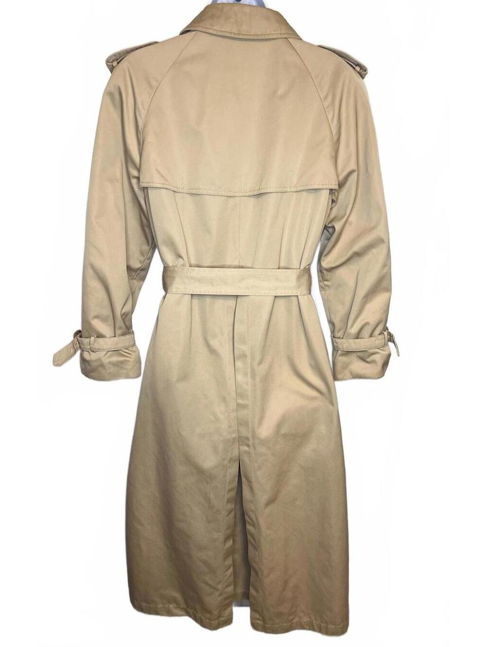 Vintage 90s Evan-Picone Preppy Trench Coat • Classic Tan • Patterned Lining-Med - Picture 2 of 9